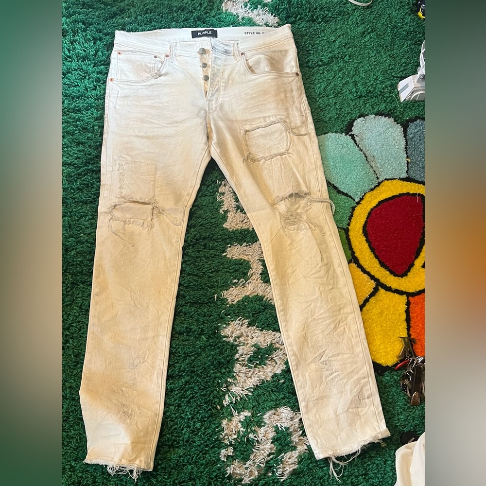 Purple Denim ‼️JEANS ARENT DIRTY THAT IS THE VINTAGE LOOK DESIGN‼️
